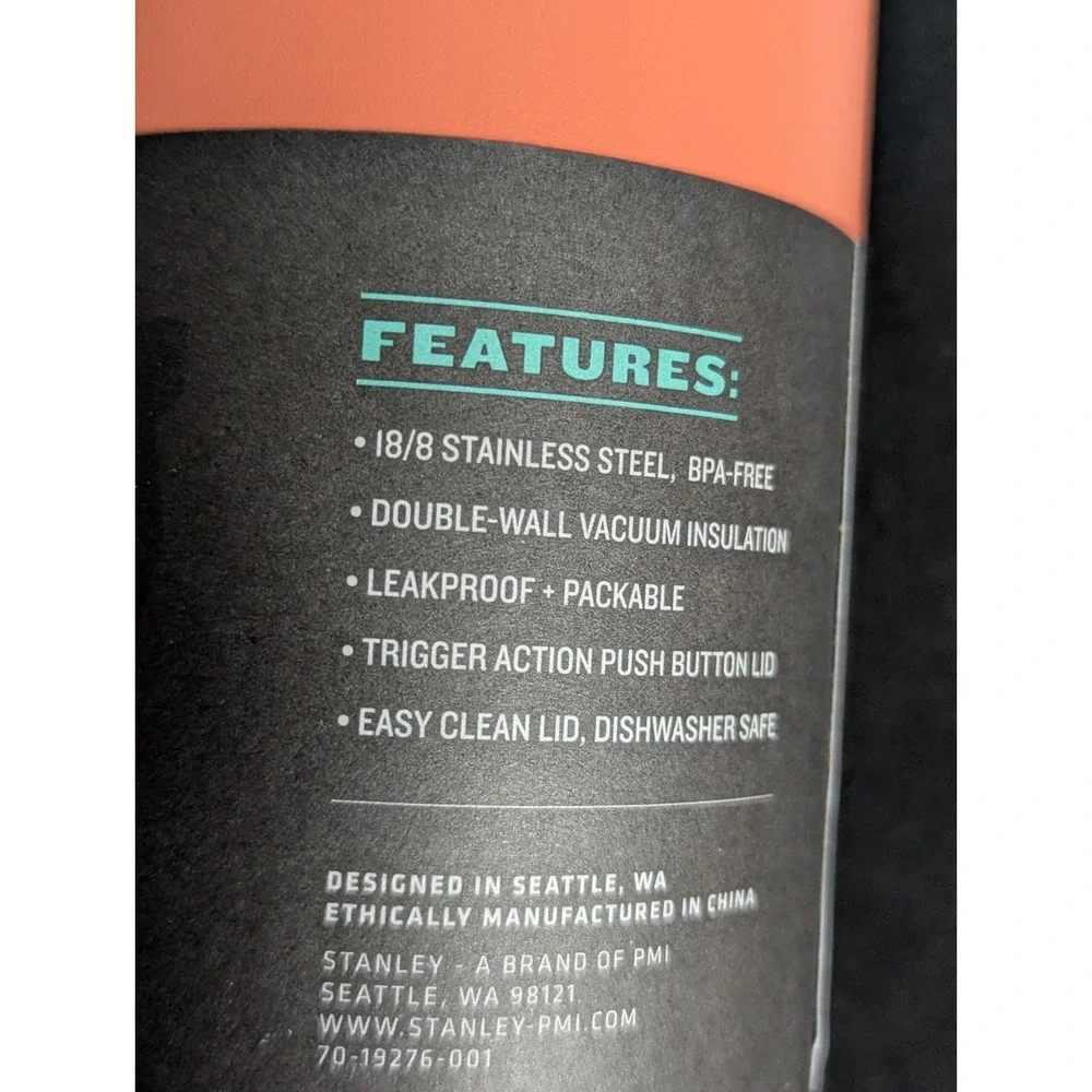 Stanley Quick Flip Go Bottle 24oz Stainless Steel Tumbler Flip-Lid peach coral - Picture 7 of 12